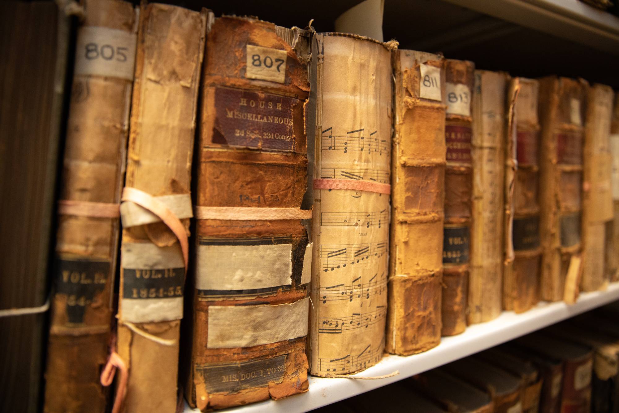 A row of extremely old books